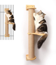 Cat Activity Tree with Scratching Posts,Wall Mounted Jute Scratcher Pine Hammock