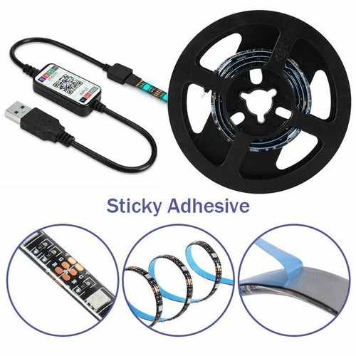 1M 2M 3M 4M 5M 5V USB TV Back LED Strip Light 5050 RGB Deco Lamp Bluetooth Music - Picture 8 of 15