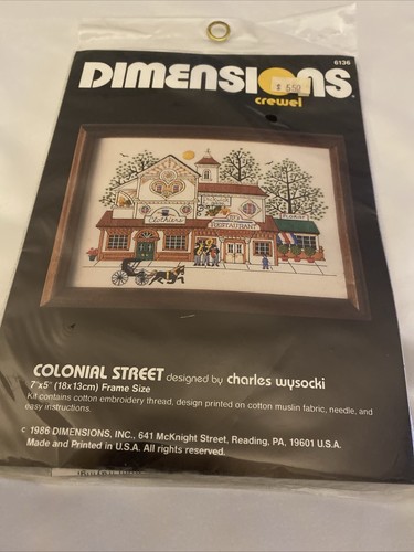 # 6136 Vintage Dimensions Crewel Kit Colonial Street By Charles Wysocki 7” X 5” - Picture 2 of 5