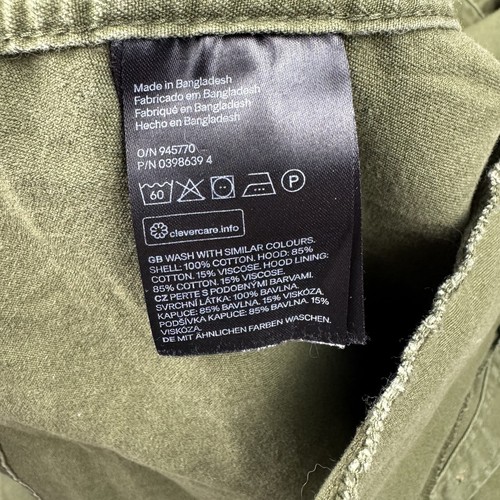 Divided H&M Womens Military Style Cargo Jacket Size XS Army Green Hooded Shacket - Picture 15 of 17
