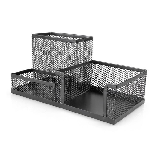 Mesh Stil Schreibtisch Ablage Schreibtisch Büro Stift Bleistift Halter Aufbewahrung Metall Schwarz - Bild 2 von 8