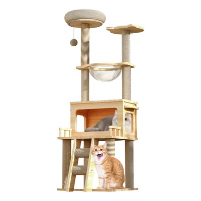 58 Inch Cat Tree Tower Activity Center Large Playing House Condo For Rest&Sleep