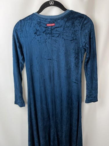 Hard Tail Girls Velour Dress Blue Size 14 Shark bite Hem Long Sleeves - Picture 6 of 6
