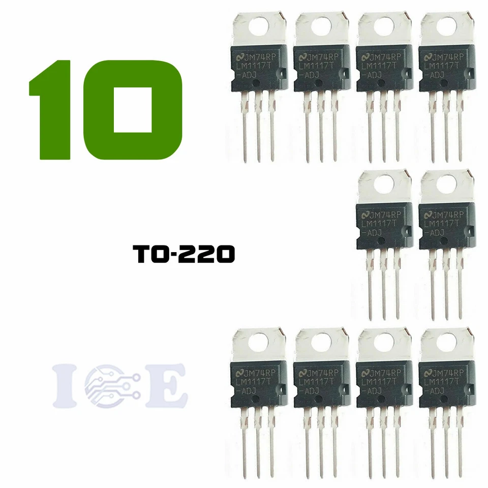 10pcs LM1117T-ADJ Adjustable Voltage Regulator NSC IC LDO Adjustable 0.8A TO-220 - Image 1 of 3