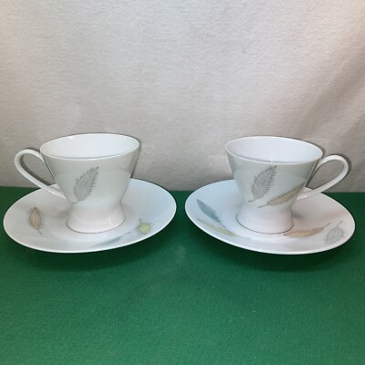 Vtg 2pc PAIR RARE Mid-Century 1960 s LEAVES ROSENTHAL Germany Tea Cup & Saucer
