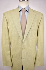 1995-2004 Tallia Uomo Light Tan Check Wool/Silk 3 Roll 2 Two Pc Suit Size: 44L