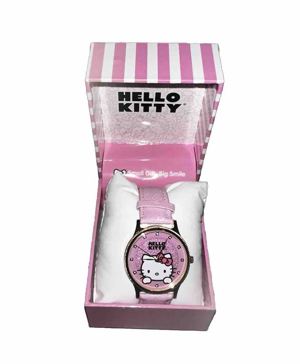Hello Kitty Analog Girls Kids Teens Gold-Tone Crystals Sparkle
