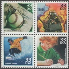 Scott # 3191a,b,d,e - Block Of 4 - Celebrate The Century 1990's - MNH - 2000