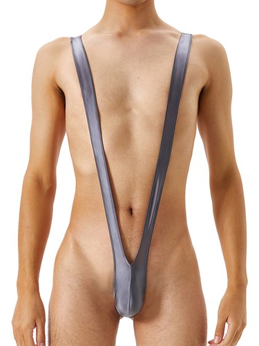 FEESHOW AU Mens Glossy Sexy Mankini Swimwear One-piece Jockstrap Thong Singlet - Picture 85 of 107