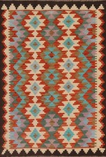 Southwestern Reversible Kilim Area Rug 3x5 Fl...