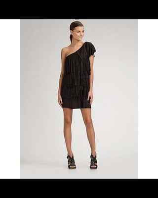 BCBG MAXAZRIA::ワンピース:S[RESALE] NWT $358 BCBG MAX AZRIA BLACK POLY RUFFLE ONE SHOULDER