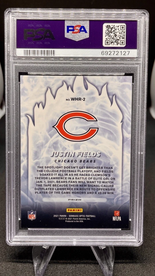 2021 Donruss Optic White Hot Rookies Football Justin Fields #WHR2 PSA 10 RC QB - Image 2 of 2