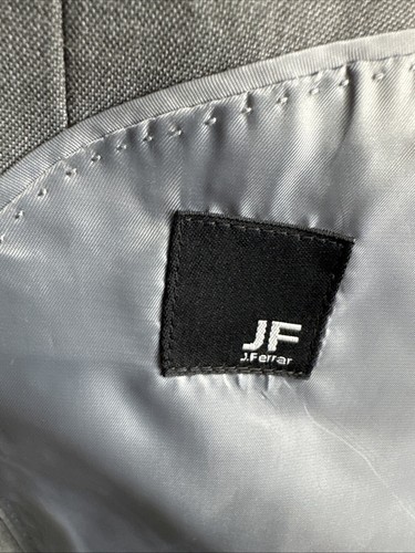 J Ferrar 2 Piece Suit 42L Gray Sharkskin 40x29.5 Peak Lapel Two Button Poly - Picture 10 of 19