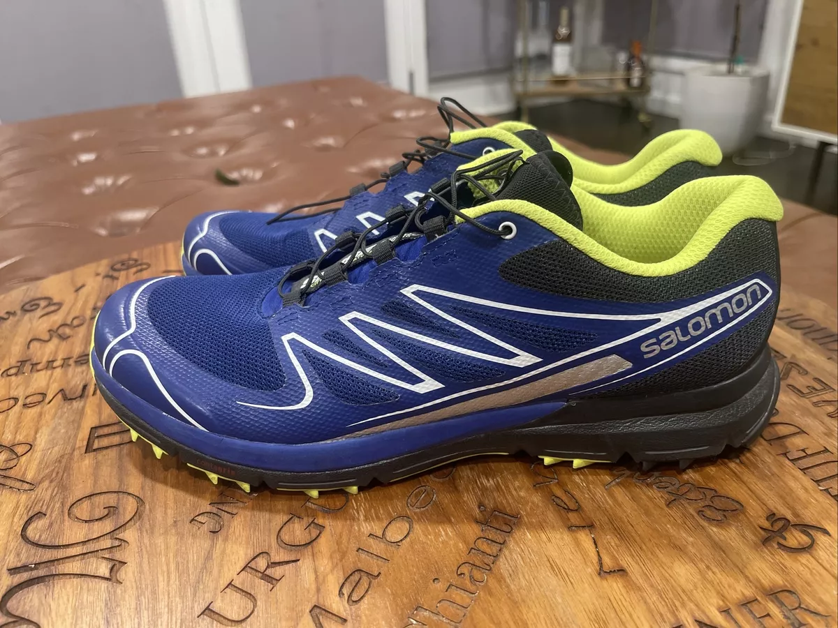 Salomon Sense Pro Blue Black Neon Yellow Trail Running Hiking Shoes 366716 mint