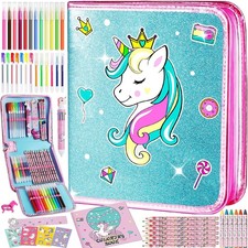 Unicorn Washable Markers Set with Glitter Pencil Case, Art Supplies for Kids ...