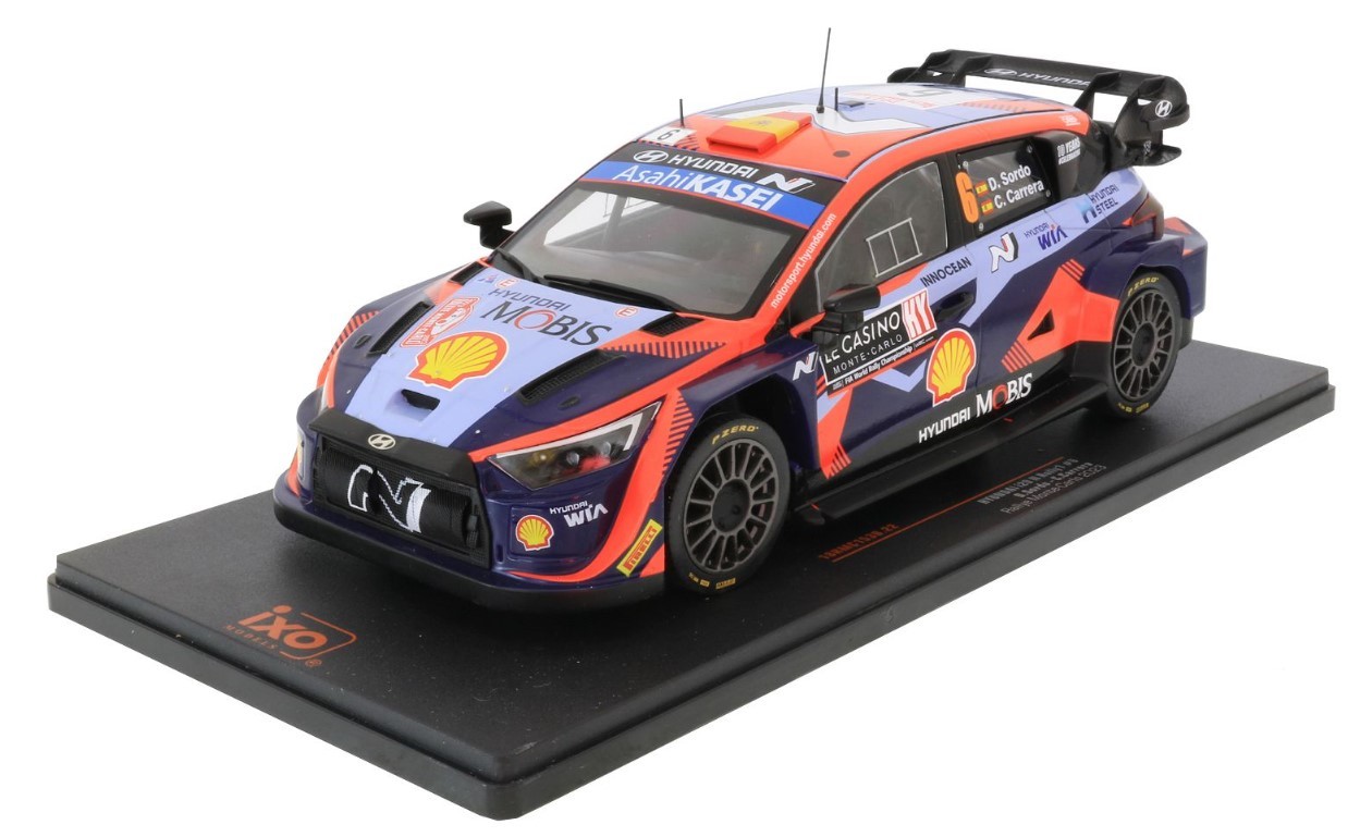 Hyundai i20 N WRC Monte Carlo 2023 IXO 1/18 voiture de rallye miniature Dani Sordo #6