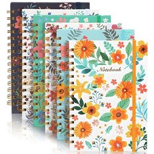 6 Pack A5 Spiral Notebook Journal for Women, College Ruled Composition Notebo...