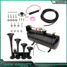 4 Trumpets Train Horn Kit Air Horn 150PSI Air Compressor For Car Truck Pickup