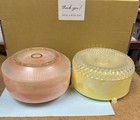 2 Vtg Cheramy April Showers Deluxe Dusting Powder Box 1 yellow footed & 1 Pink — photo 1