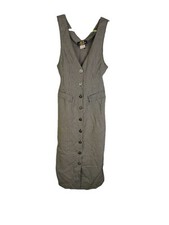 Vintage 80s Grunge Dress Womens 8 Houndstooth Plaid Sleeveless Button USA