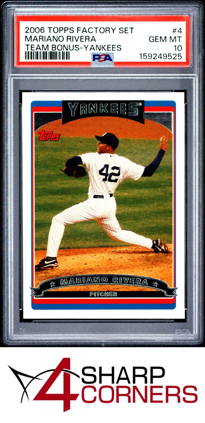 2006 TOPPS FACTORY SET TEAM BONUS YANKEES #4 MARIANO RIVERA PSA 10
