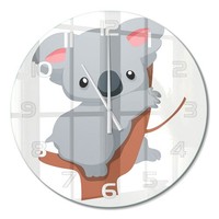 Wanduhr Aus Glas Mit Leisem Uhrwerk Koala Auf Dem Baum WeißE Zeiger Fi60 Cm