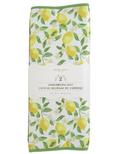 Dish Drying Mats 2 pc Set Fresh Lemons reverse to solid green 15x20" mat kitchen