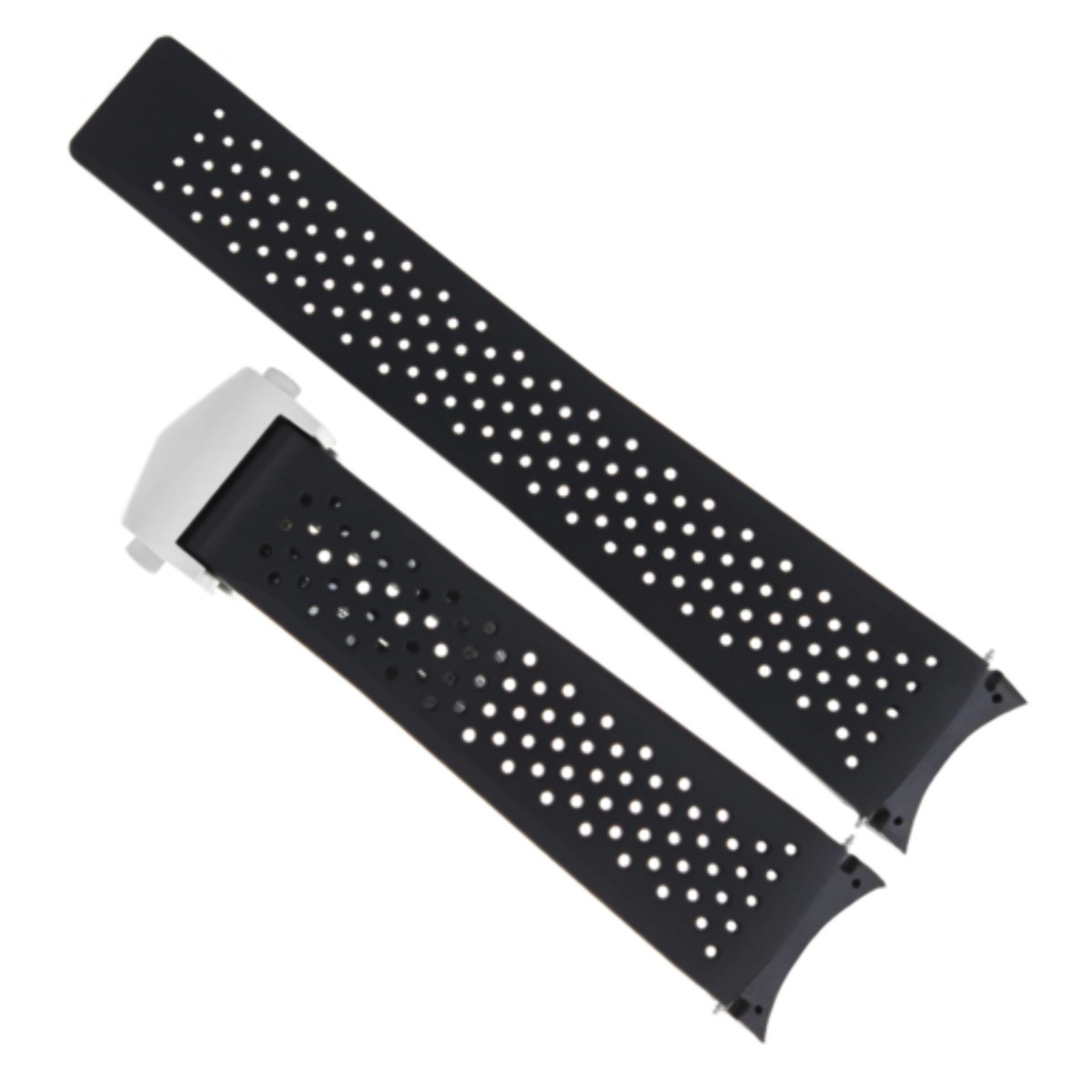 SEIKO GRAND SEIKO 22MM RUBBER STRAP BAND FOR TAG HEUER GRAND CARRERA CALIBRE 5 + CLASP BLACK