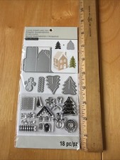 Recollections Christmas Clear Stamps  Dies Set 3D Cottage House Trees Snowman