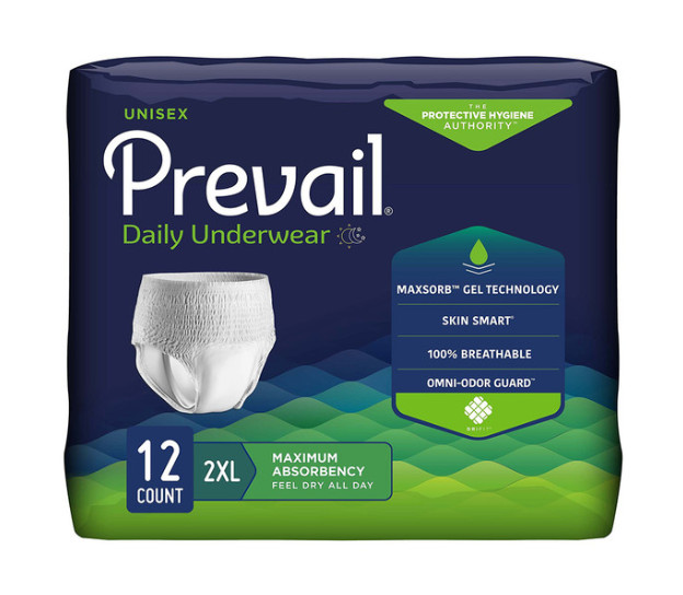 Prevail Adult Daily Disposable Underwear XXL Maximum Absorbency 12 Ct