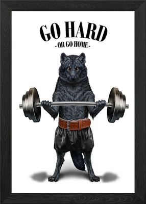 Schwarzer Wolf Gewichtheben Gerahmtes Wandbild Poster Leinwanddruck Bild