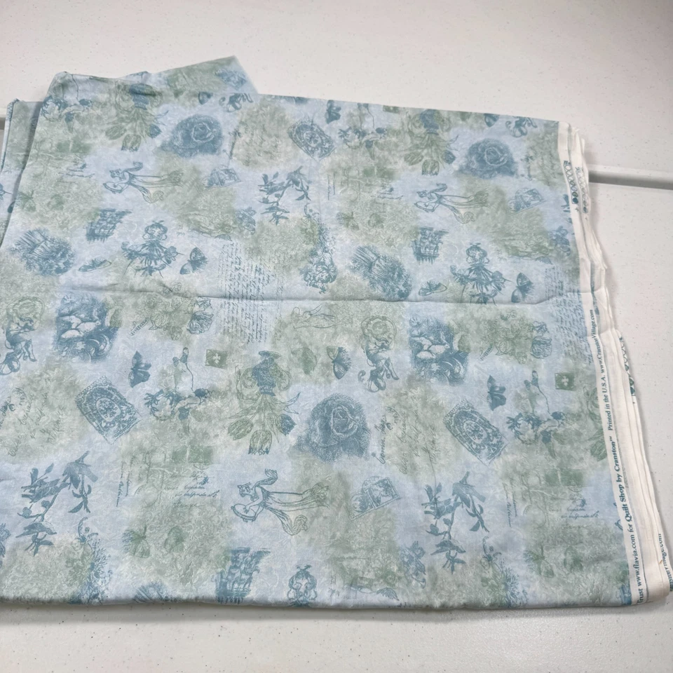 Tela Cranston Azul Toile Floral Escritura De Colección País Francés 43x216 6 yardas Foto 2 de 4