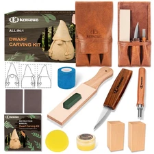 Wood Carving Kit All-In-1 Tools Whittling Leather Bag Beginners Enthusiasts