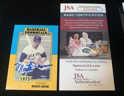 1980 Monte Irvin Signed Baseball Immortals Auto Card #137 NY Giants JSA HOF