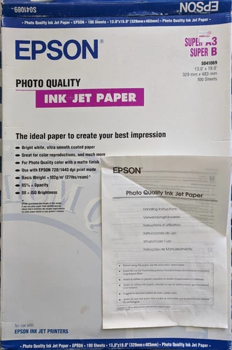 Epson Photo Quality Paper S041069 13"x 19" 74 Sheets Super A3/B Ink Jet Open Box