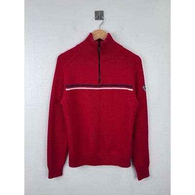 Rossignol Men Major 1/2 Zip Red Wool Sweater Size Small