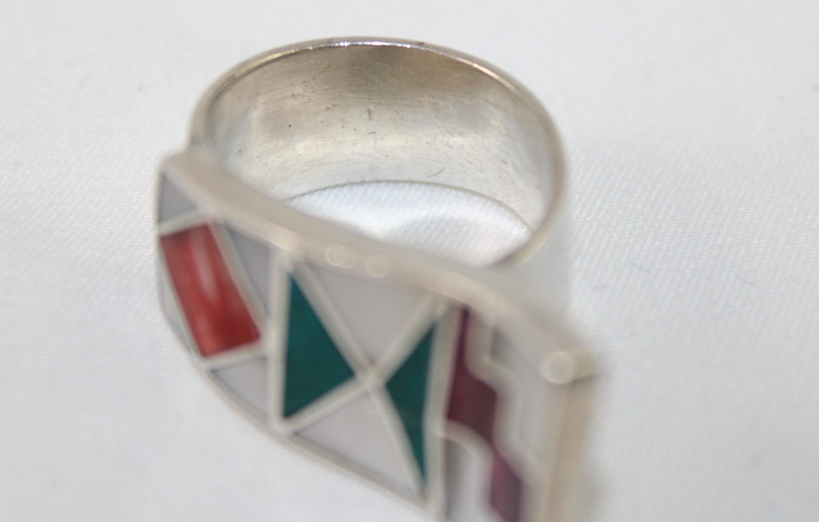 Sterling Multiple Gemstone Inlay MOP Sugilite Spi… - image 12