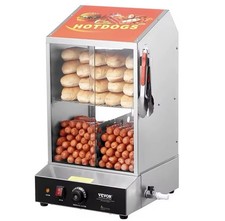 VEVOR Hot Dog Dampfgarer 2-stufiger Br&ouml;tchenw&auml;rmer 37L Kommerziell Elektrisch