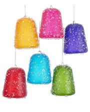 Kurt Adler Set Of 6 Glittered Gum Drop Ornaments Os