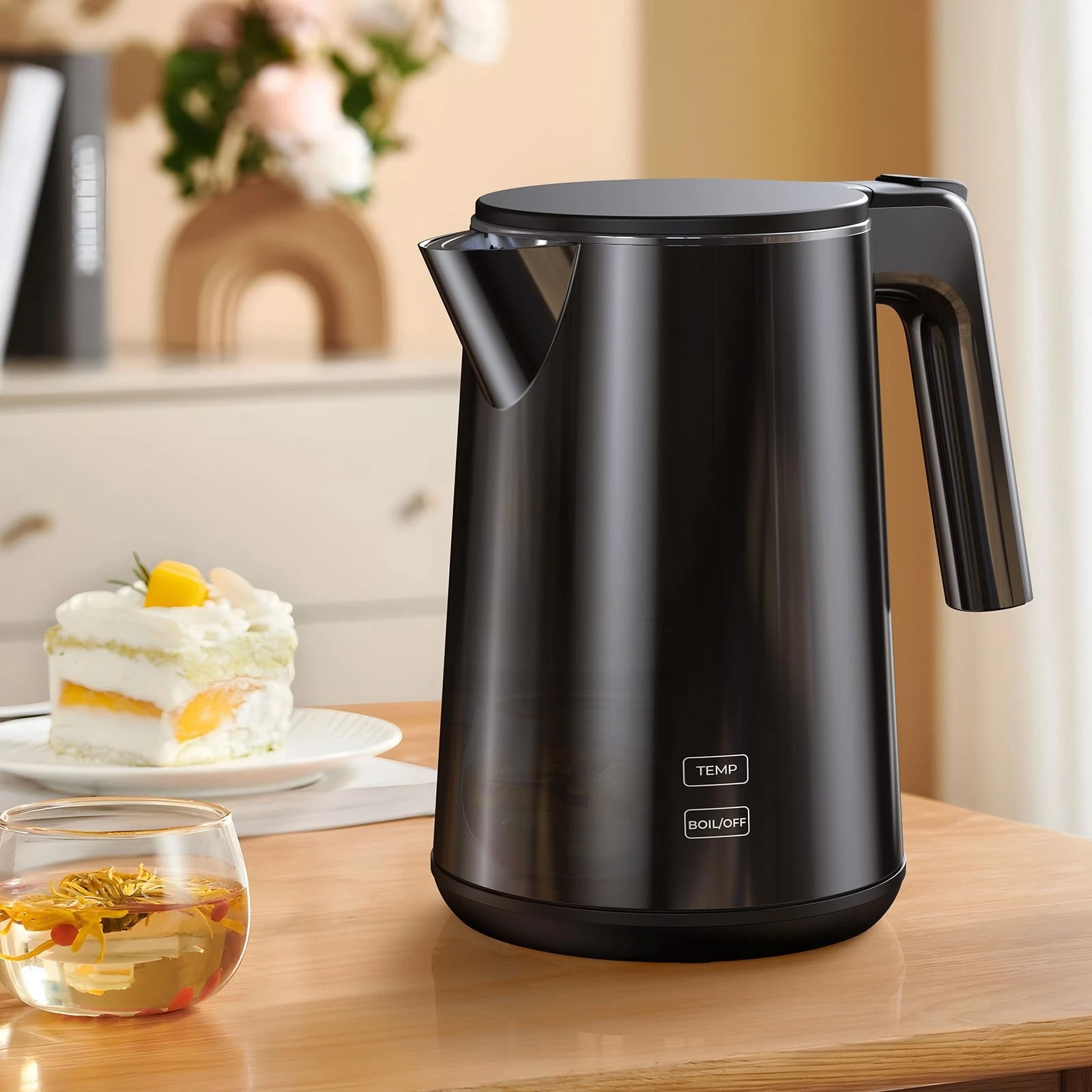 Electric Kettle 1.0L 1200W, 7 Temp Settings, 4H Keep-Warm, Fast-Boil Stainles...