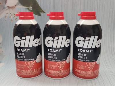 (Pack of 3) Gillette Foamy Regular Shave Foam For Men, Sensitive Skin, 11 oz