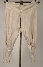 HEAVILY DISTRESSED THREAD BARE ANTIQUE COTTON PANTS W BUTTONS