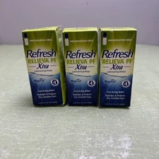 (3)~Pack Refresh Relieva PF Xtra Lubricant Eye Drops 0.33 Fl Oz Per Exp 01/2027