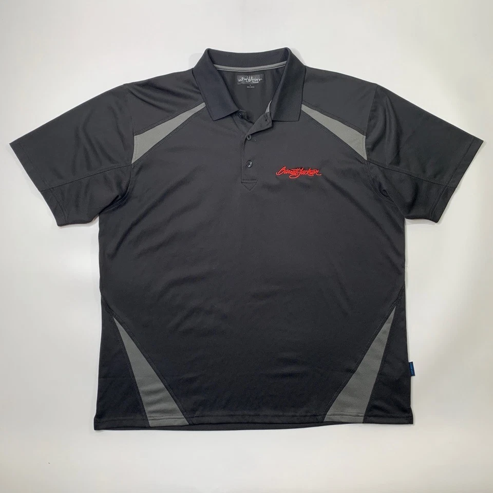 Camisa Polo Barrett Jackson Para Hombre XL Negra Gris Secado Rápido Rendimiento Golf Foto 2 de 4