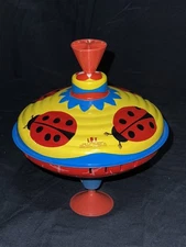 LADY BUG Metal Top Spinning Toy  LBZ GERMANY Tin 6 Inches Super Clean