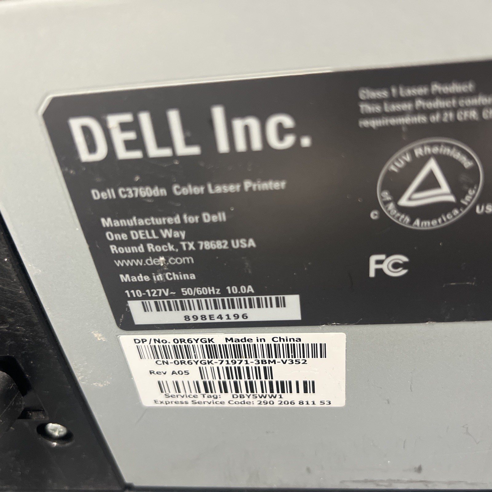 Dell C3760dn Color Laser Printer With Dell Wireless Module Wpa5151 Printer Cable