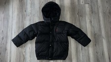 Polo Ralph Lauren Boys Down Hooded Jacket Puffer Coat Black Bubble Size 5