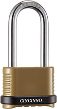 4 Digit Combination Lock, Heavy Duty Combo Padlock with Long Shackle for Outdoo