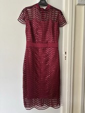 Lipsy size 10  Bodycon Dress Knee Length, Burgundy, for woman SIZE 8 