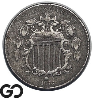 1873 Shield Nickel Closed "3" Tougher Variety